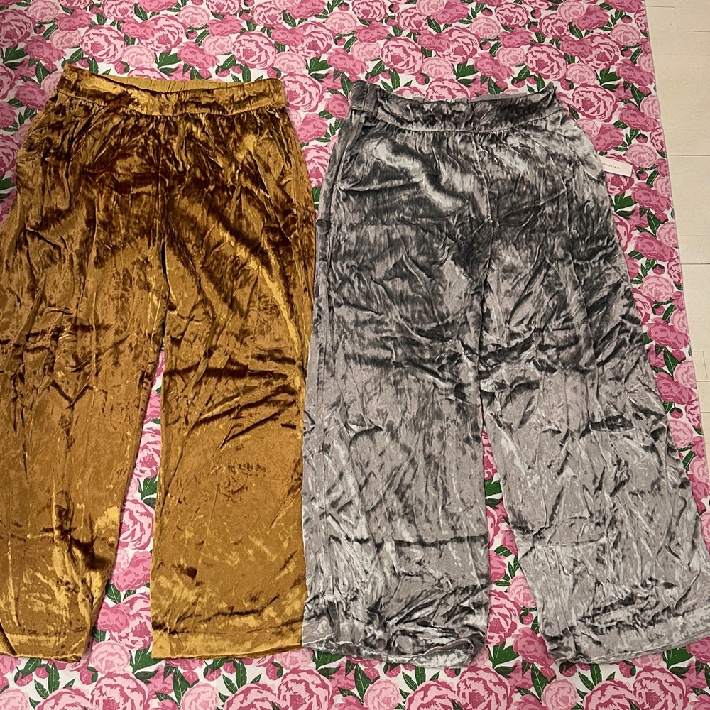 Maeve Velvet Pants in Gold and Silver $95 each